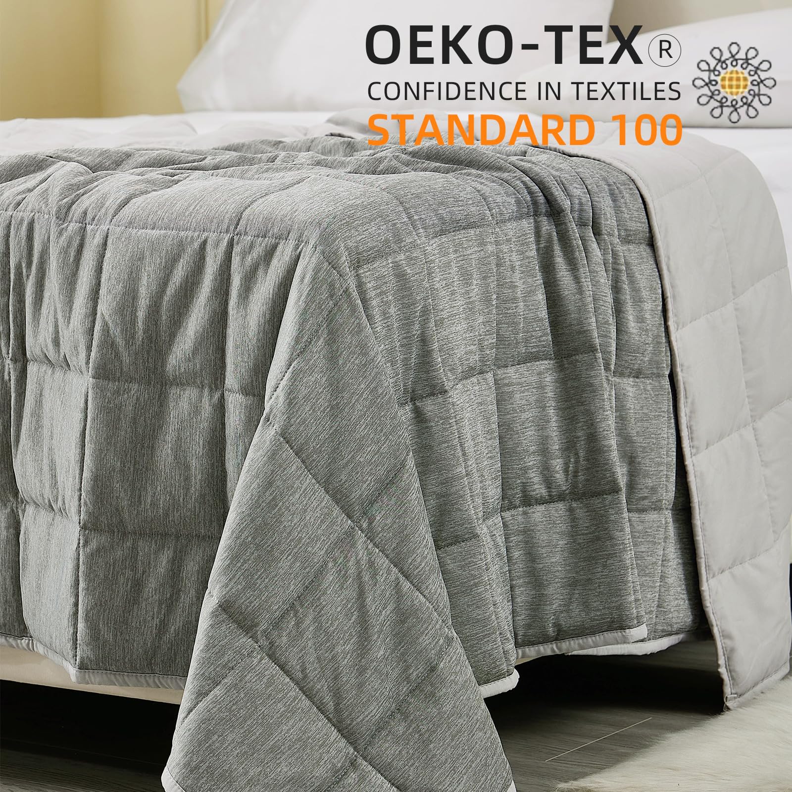 Manta con peso de 15 libras, tamaño Queen, manta refrescante para adultos que duermen con calor, manta de cama suave universal para todas las estaciones, 60 x 80 pulgadas, 15 libras, color gris