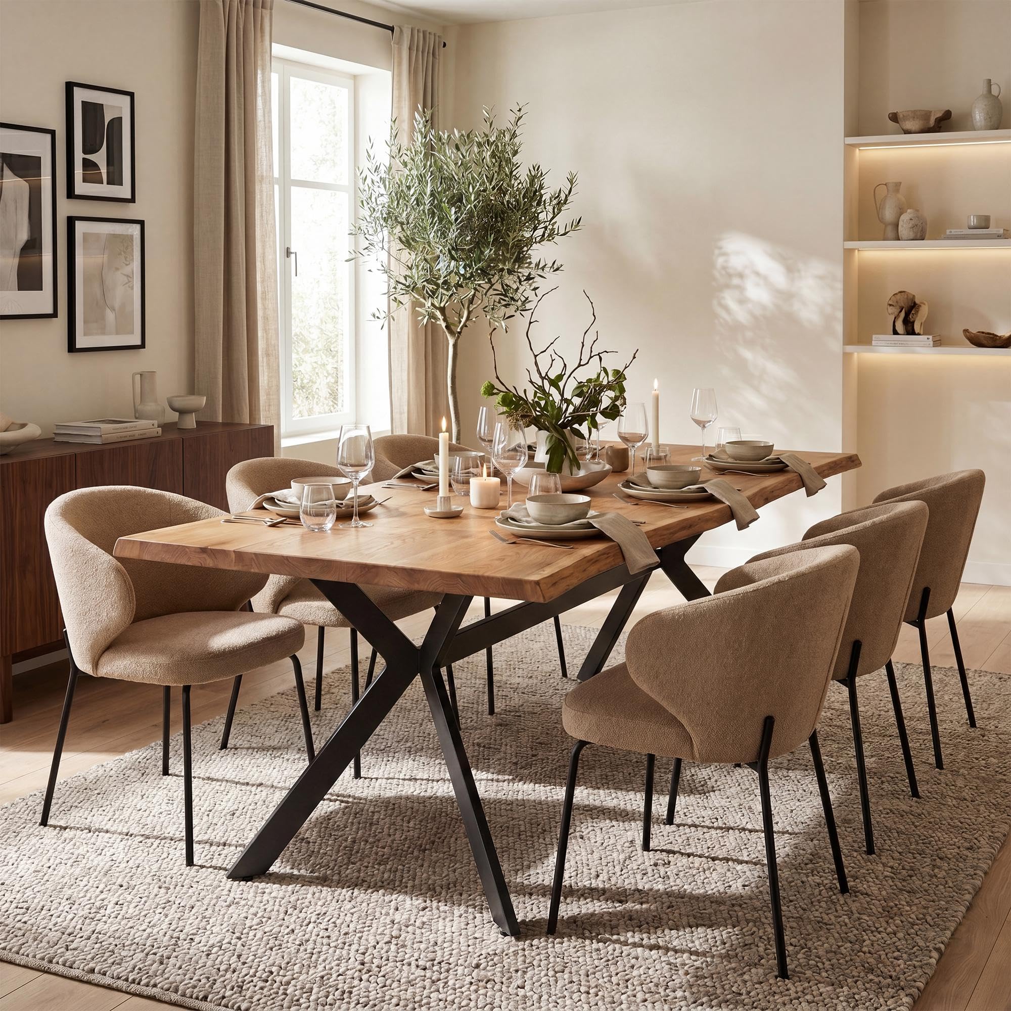 CLP Patas de Mesa Cascada Negras, Estructura en X para Comedor, Cocina y Escritorio, Ideal para DIY, soporta hasta 120 kg Color:Negro;Tamaño:L
