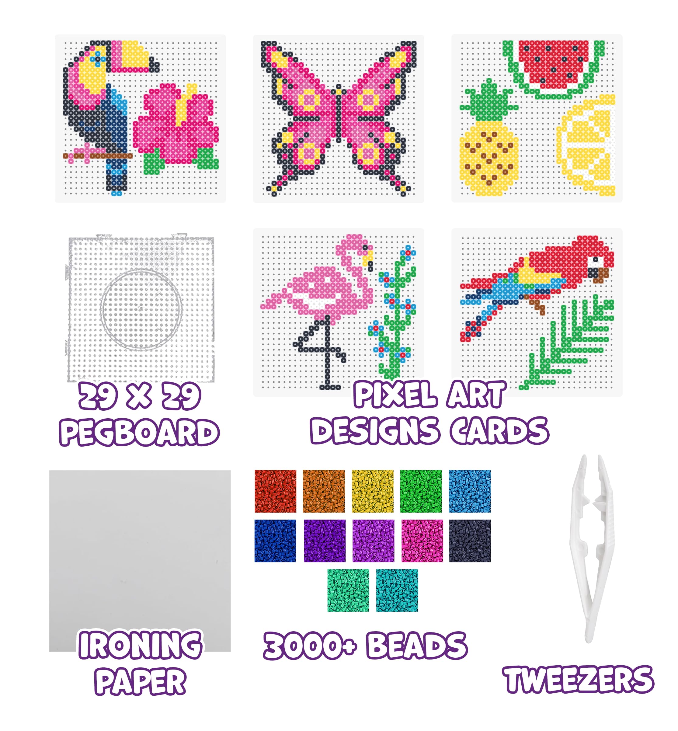 Splat Planet Tropical Design Pixel Art Melty Bead kit Fuse Beads for Kids Craft Art kit (Tropical), 30 Centimeters - Image 2