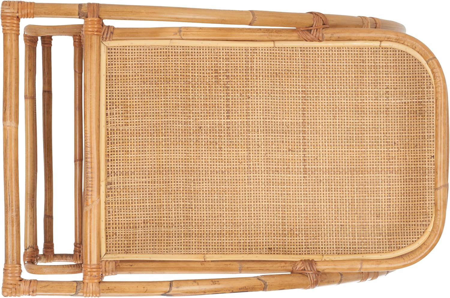 SAFAVIEH Home Collection Treise Tropical Coastal Natural Rattan 2-Tier Bar Cart with Wheels (Fully Assembled)