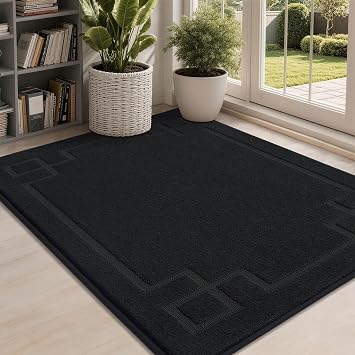 BEQHAUSE Door Mat 32" x 48", Non-Slip Door Mats Indoor Washable, Black