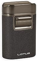 Vista 1 de Lotus Brawn - Encendedor de puros de mesa con llamas cuádruples resistentes al viento, carcasa de metal, tapa de reposo de puros, tanque