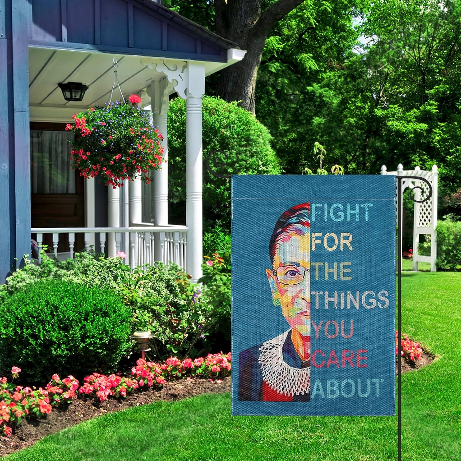 Ruth Bader Ginsburg Watercolor Garden Flag, Fight for Things You Care About, 12 x 18 Inch - Image 4