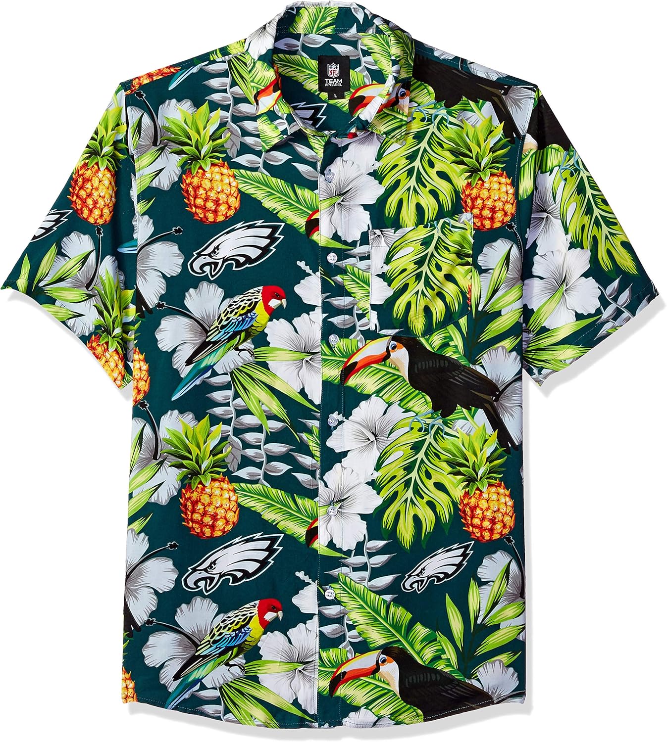 FOCO Men's NFL Team Logo Floral Aloha Tropical Floral Button Up Shirt