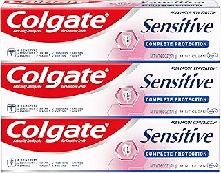 Colgate Sensitive Toothpaste, Complete Protection, Mint - 6 Ounce (Pack of 3)