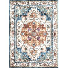 Gertmenian Indoor Easy-Care & Washable Area Rug 3x5 Small, Ideal for High Traffic Areas in Living Room, Bedroom, Entryway Erin Multi Blue, 23247