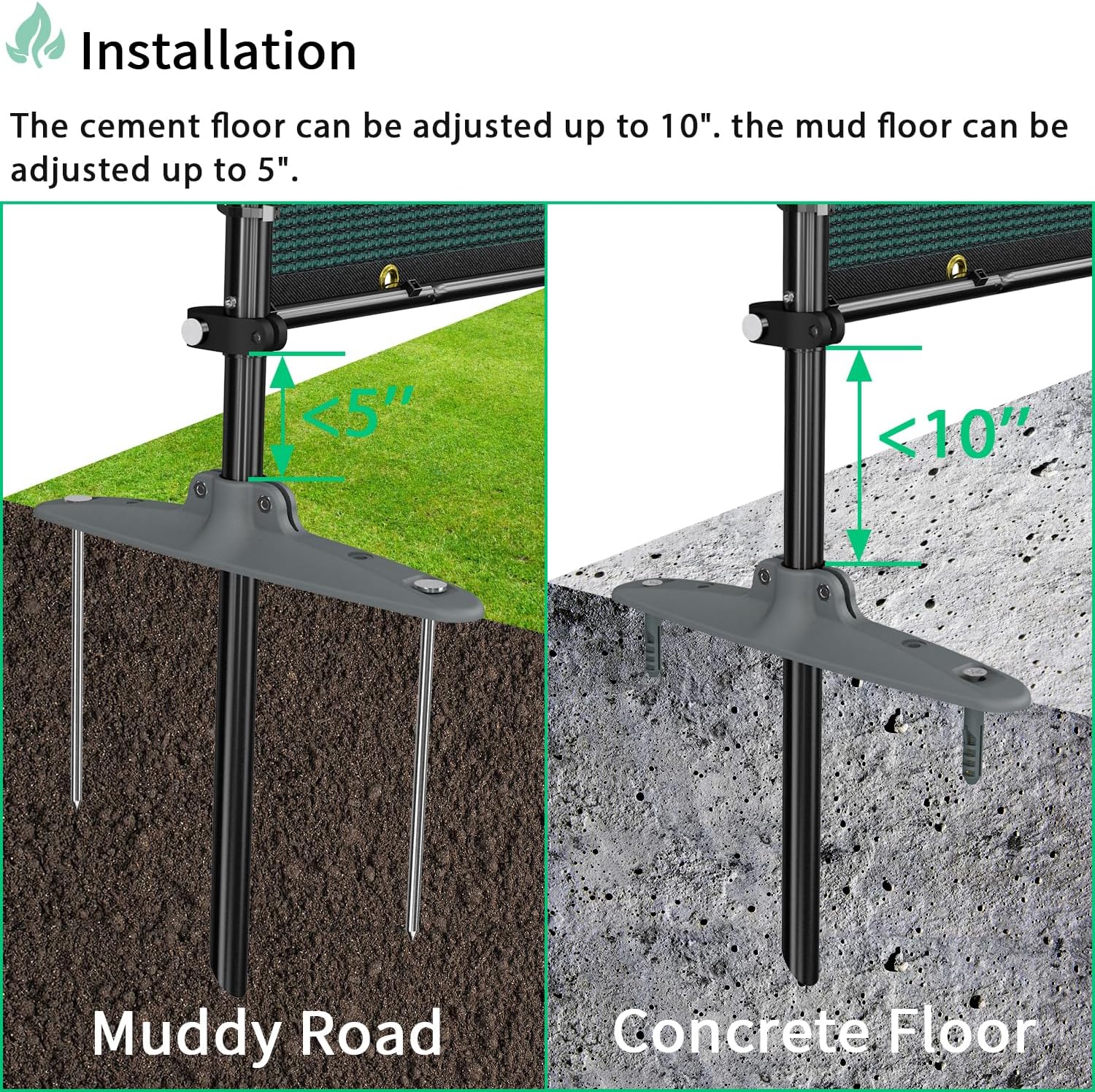 4' x 25' Black Privacy Fence Screen + 5' x 12' Iron Pole Fence Screen Bundle