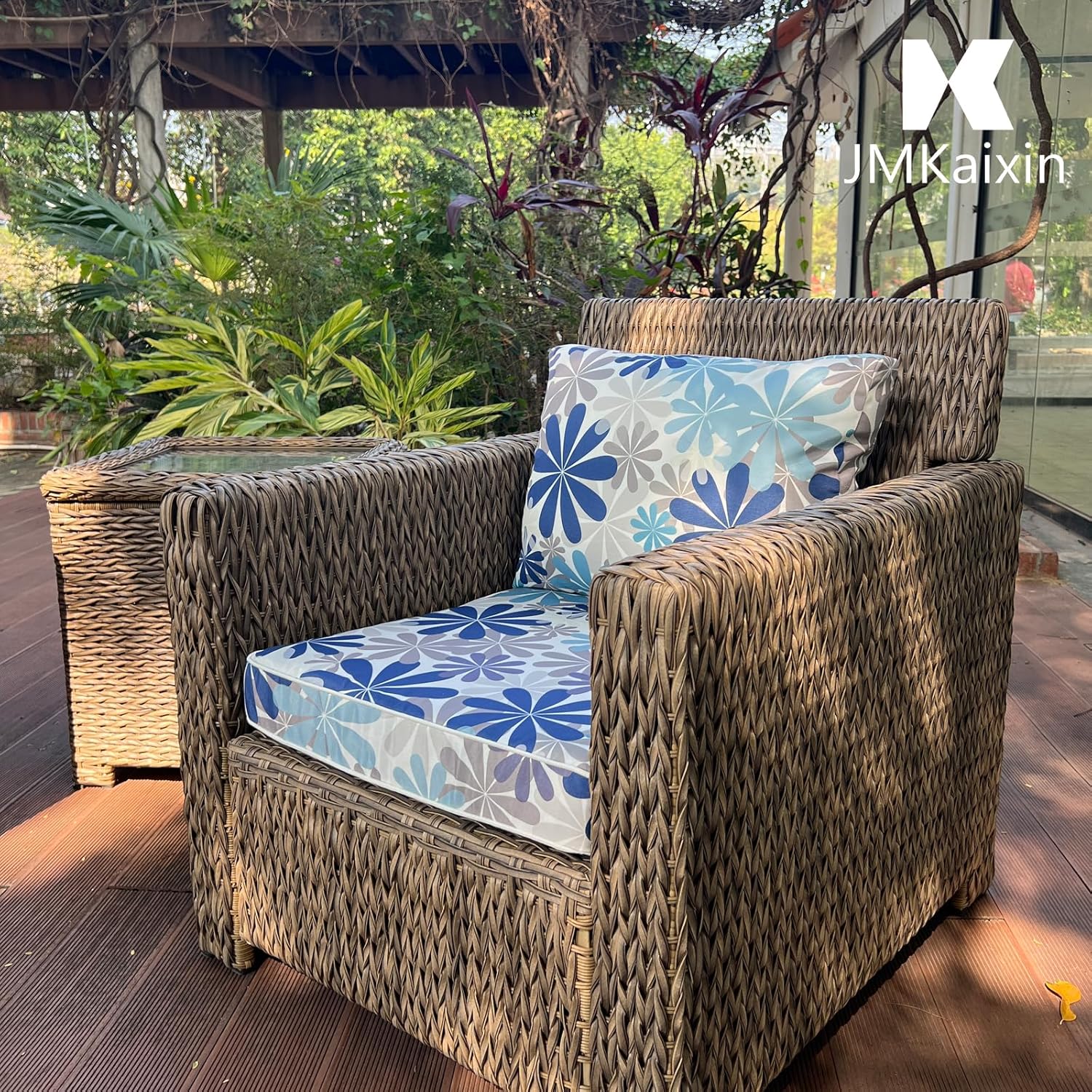Outdoor Seat/Back Deep Chair Cushion Set for Patio Furniture - Lounge Chair Cushions with Zipper - Water-Resistant Patio Chair Cushions 22x22