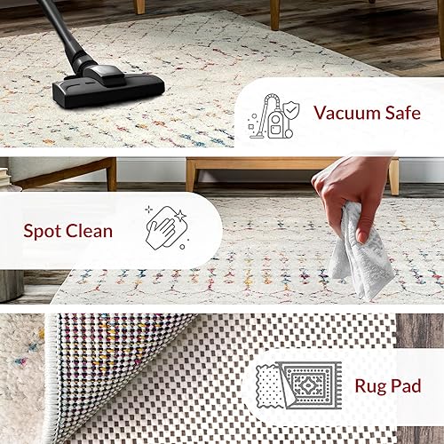 Miniatura 38 de nuLOOM 2x8 Alfombra de Área Blythe Marroquí, Negro y Blanco, Diseño Bohemio Desvanecido, Resistente a Manchas, Para Dormitorio, Comedor, Sala