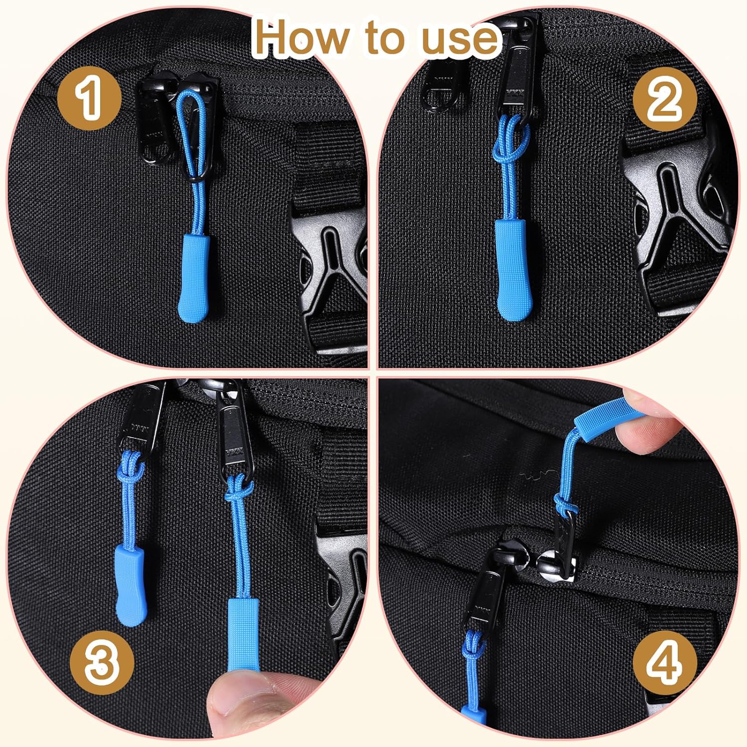 50 PCS Zipper Pulls Zipper Tabs, Colorful Luggage Zippers Pull Replacement, Nylon Cord Zippers Pull Tag Replacement for Clothes, Backpacks, Handbag, Travel Case - Image 4