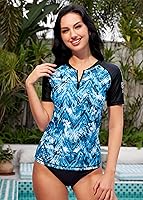Vista 182 de BesserBay Women’s Rash Guard Shirt UPF 50+ Half Zip Short Sleeve Quick Dry Swim Shirt Swimsuit Tops