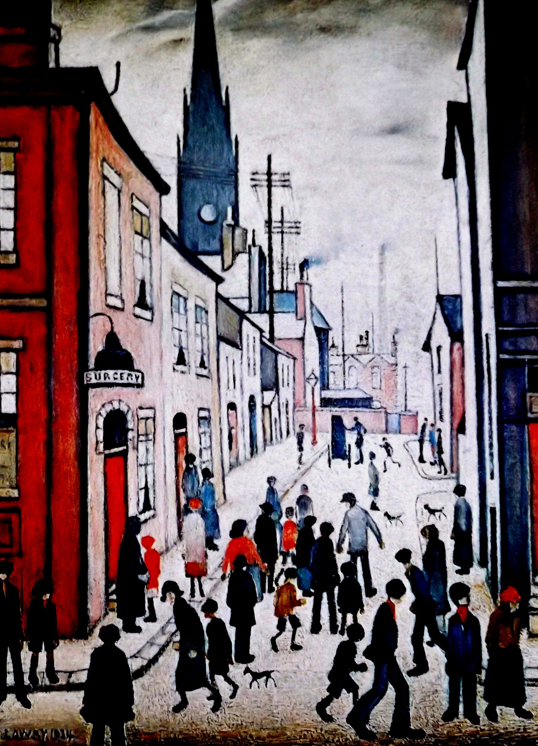 Stateoftheart-Uk Image - Organ Grinder - Plus Border Authentic Uk Handcrafted L S Lowry Print - 16 X 12Inch