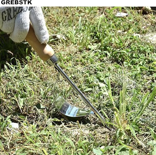 Miniatura 8 de GREBSTK Horquilla de mano de acero inoxidable Weeder Tenedor Mango de haya Césped Yard Herramienta de jardinería