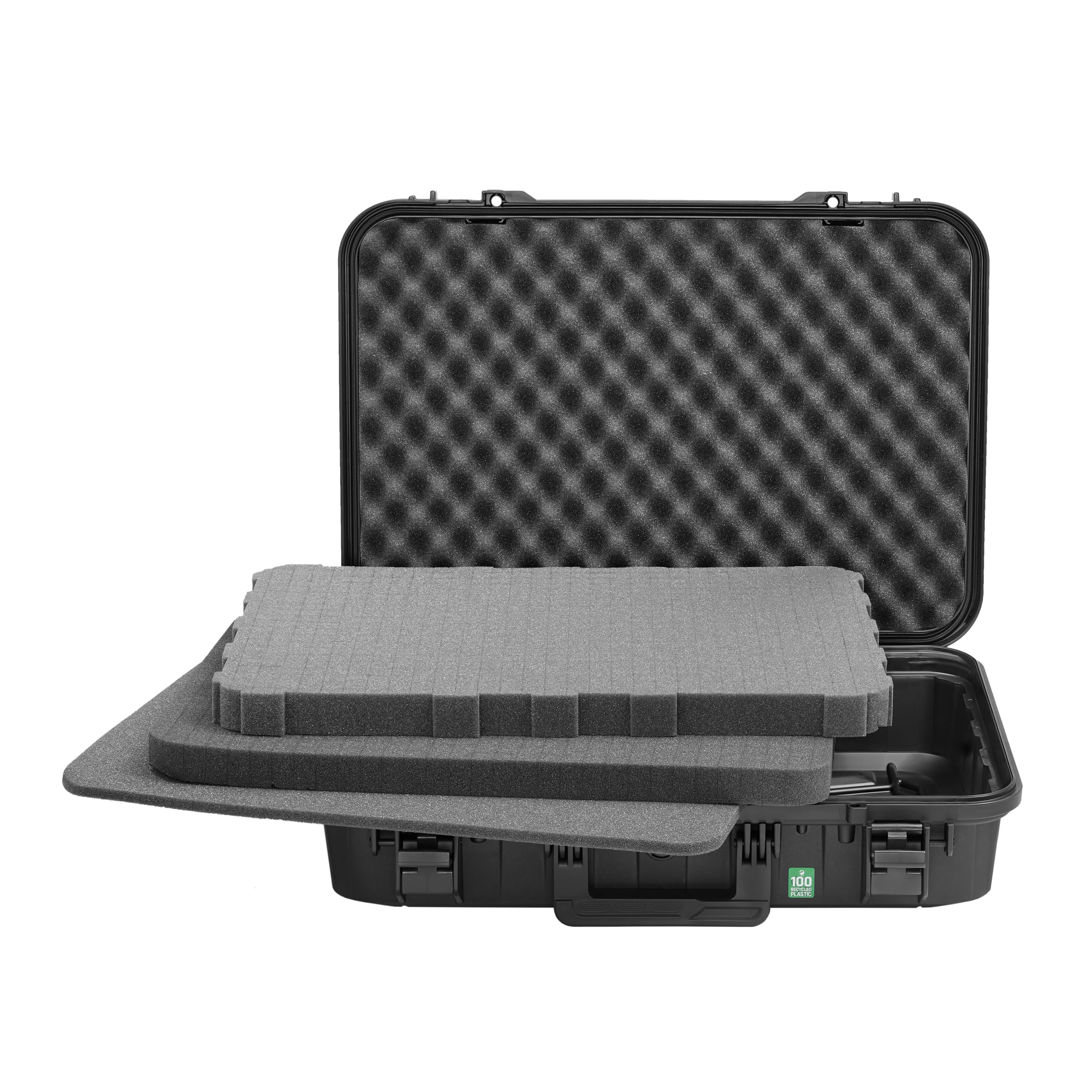 TOMcase Maleta para Tablet, Notebook/portátil y Accesorios; Funda Protectora Eco Impermeable con Rejilla/Espuma cúbica para 16" a 18", Maleta para Exteriores Made in Germany (L)
