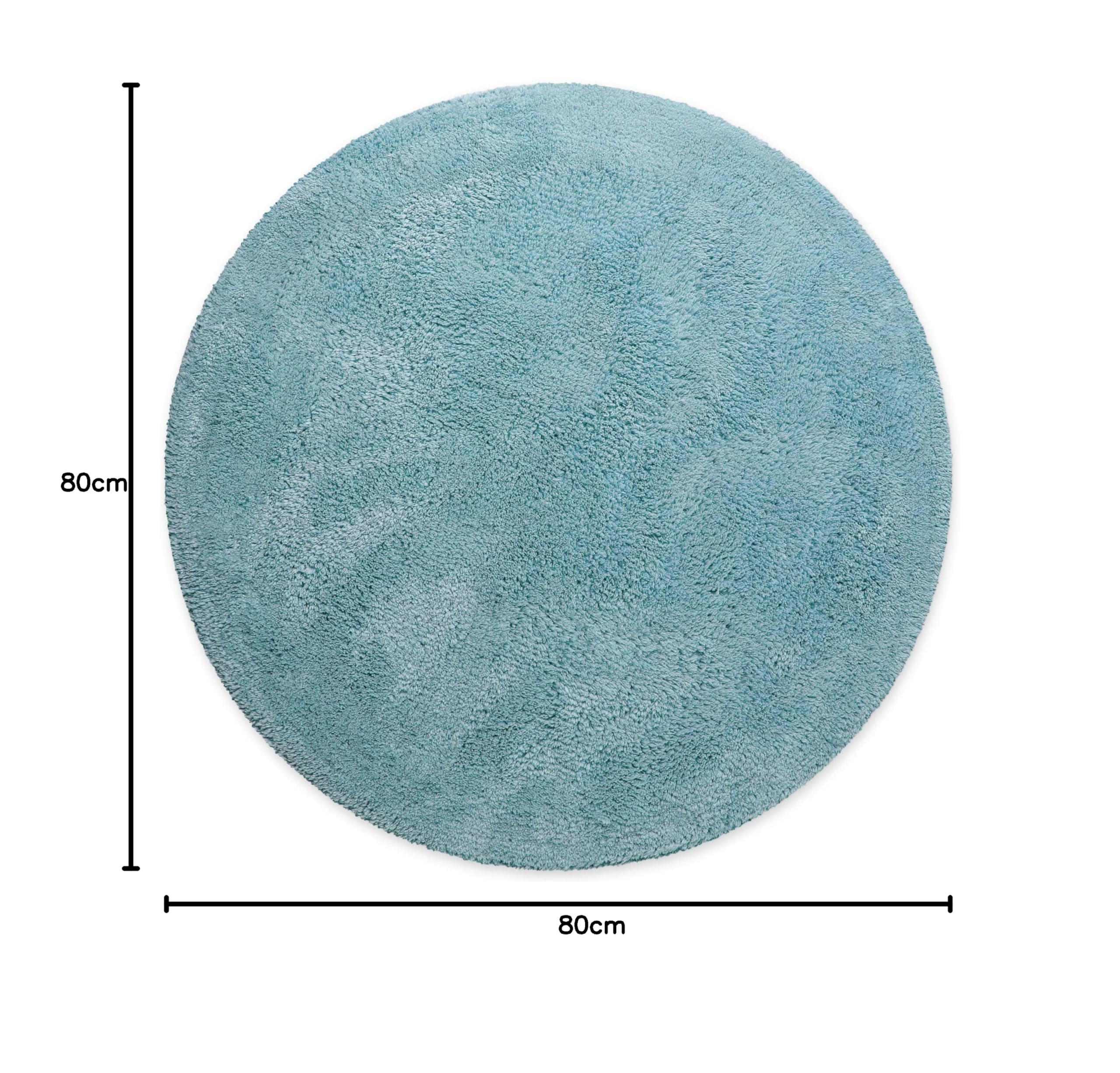 Wecon Home Basics - Tappeto da bagno Erik, morbido tappeto in cotone tuffo, antiscivolo e lavabile, con pelo morbido e effetto trasparente (80 cm, rotondo, fumo, blu)