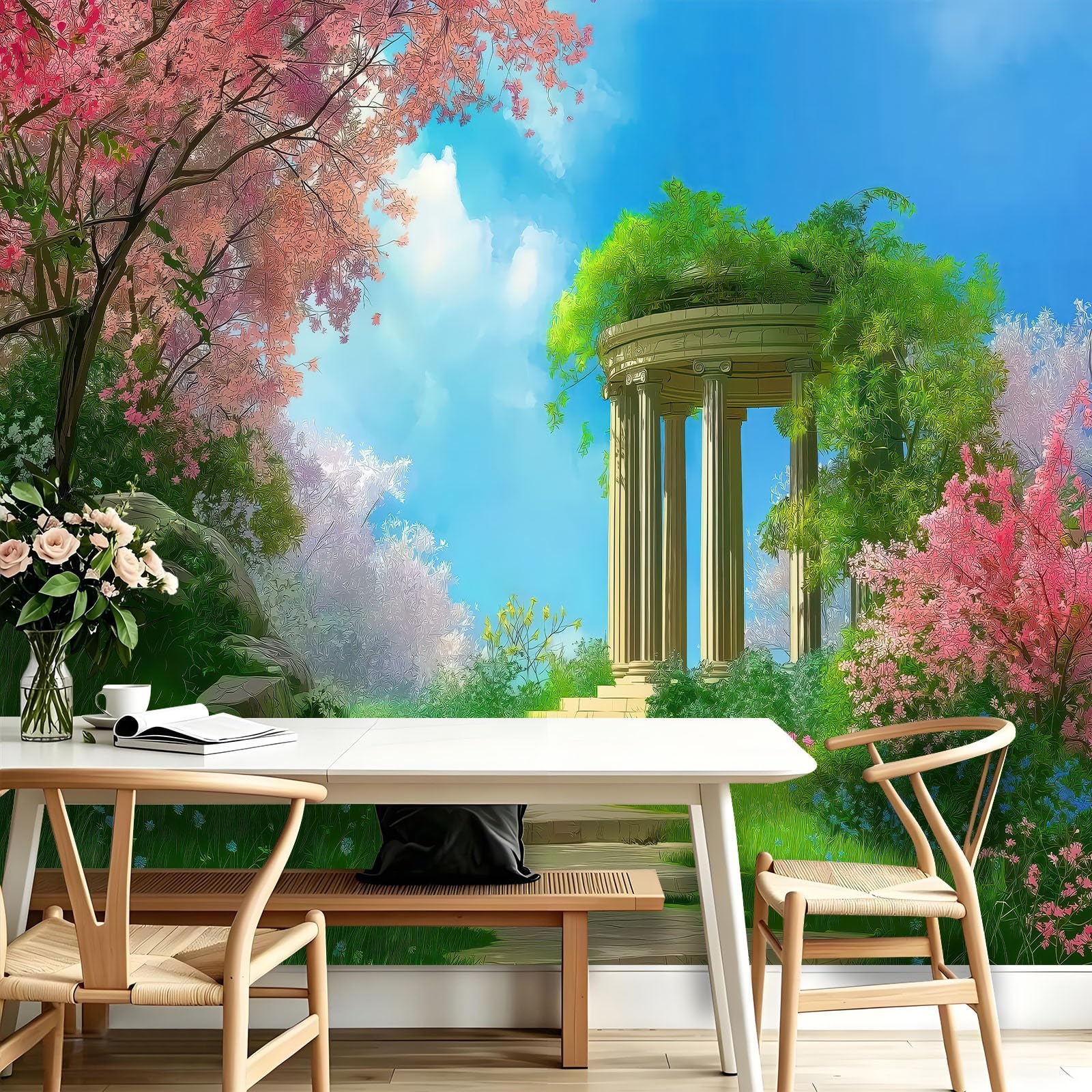 Carta da parati fotografica, 200 x 140 cm, carta da parati in tessuto non tessuto, da parete, con motivo floreale e natura, per soggiorno, sala da pranzo