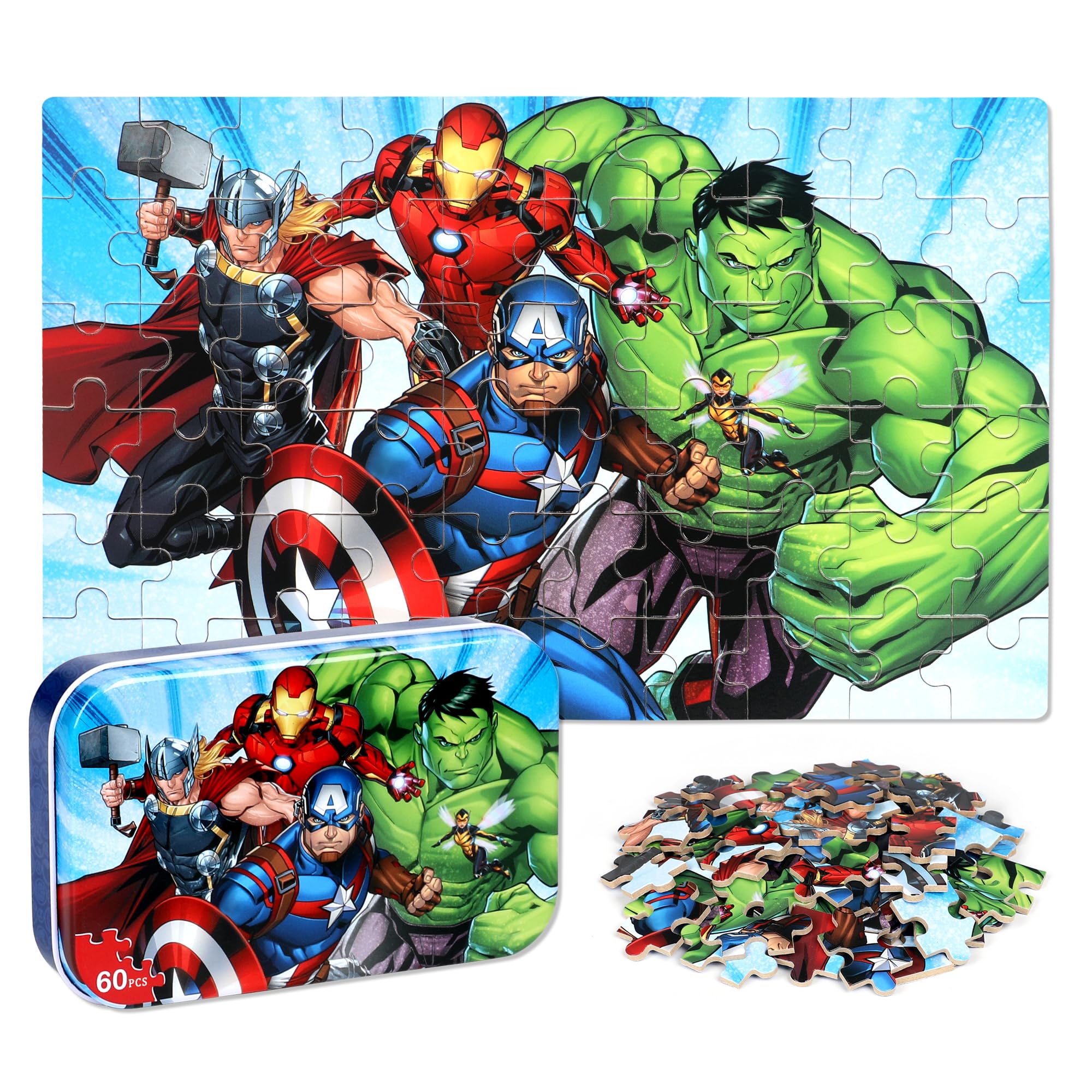 LELEMON Puzzles for Kids Ages 4-6, 60 Piece Puzzles for Kids Ages 4-8, Kids Puzzles in a Metal Box, Educational Learning Toys for Girls Boys