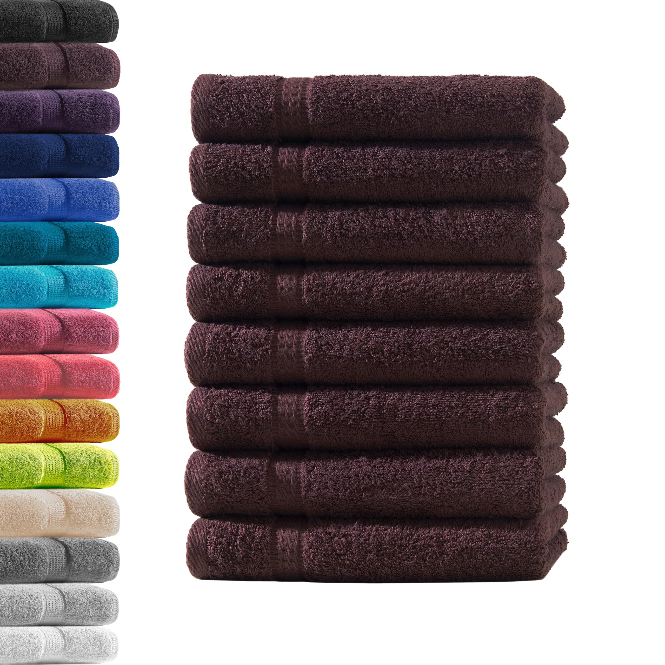 8X Gästetuch | Kaffeebraun | 100% Baumwolle Frottier | Oeko-TEX® Standard 100 | Premium Qualität 500 g/m²