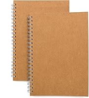 DSTELIN Soft Cover Spiral Notebook 2-Pack, Blank Sketchbook Journal 100 Pages Unlined, 7.5x5.1 Inch Brown Wirebound for Sketching & Notes