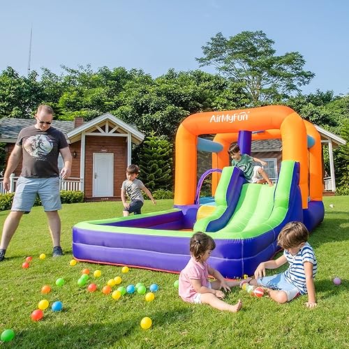 Miniatura 7 de AirMyFun Casa hinchable inflable para niños al aire libre, castillo hinchable inflable para niños grandes, casa de rebote para niños con soplador