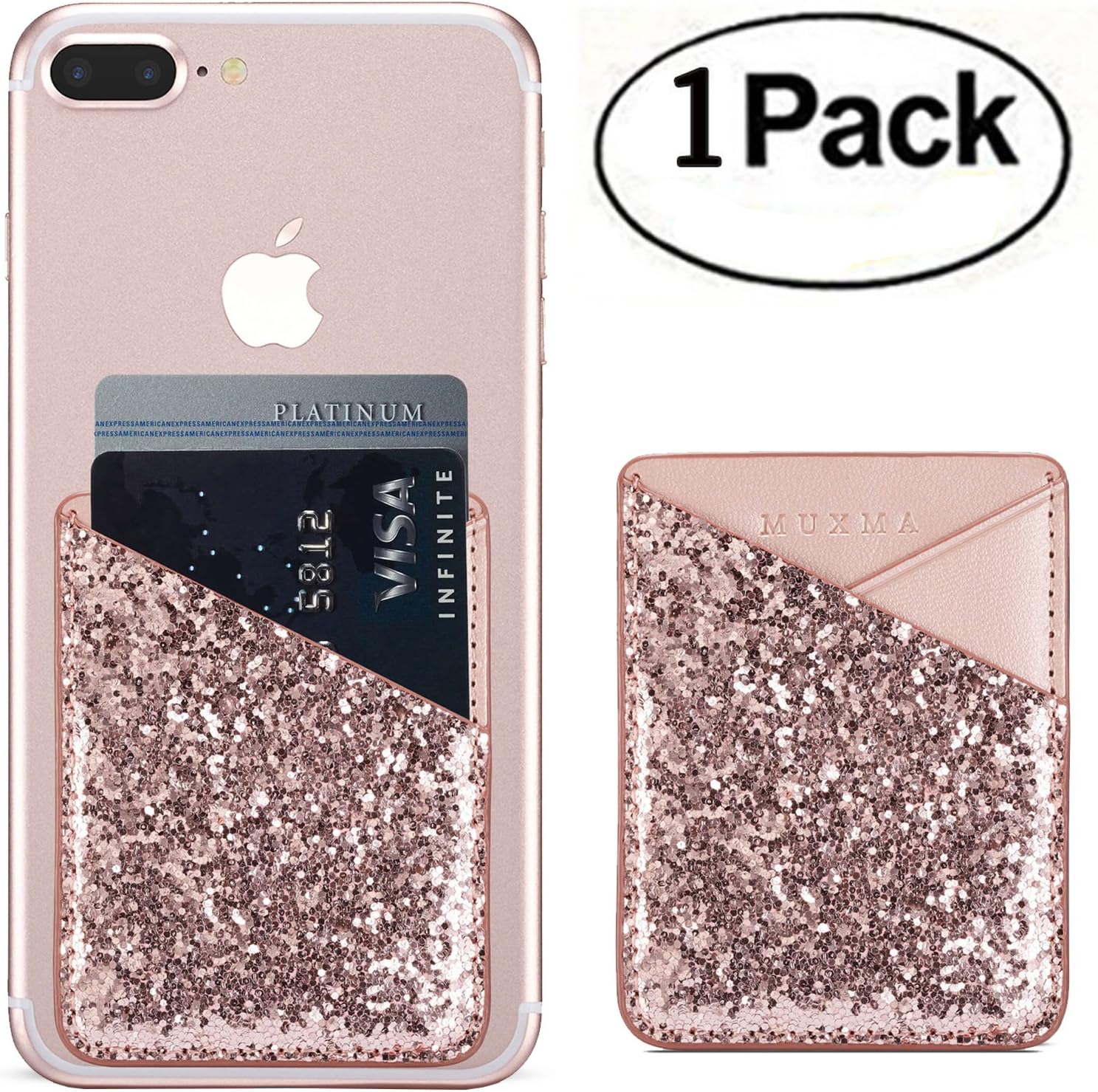 Aroko Phone Card Holder 3M Adhesive Stick-on ID Credit Card Holder for Back of Phone Wallet Case Pouch Sleeve Pocket for Most of Smartphones (Pink)