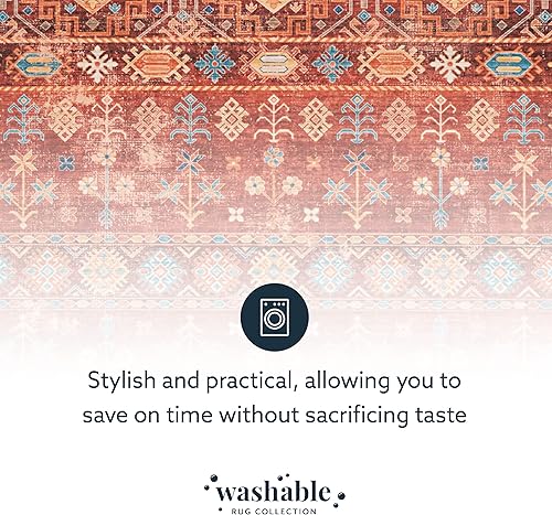 Miniatura 17 de Linon Home Decor Products The Anywhere - Alfombra lavable Joelle rojo y marfil, 5 x 7 pies