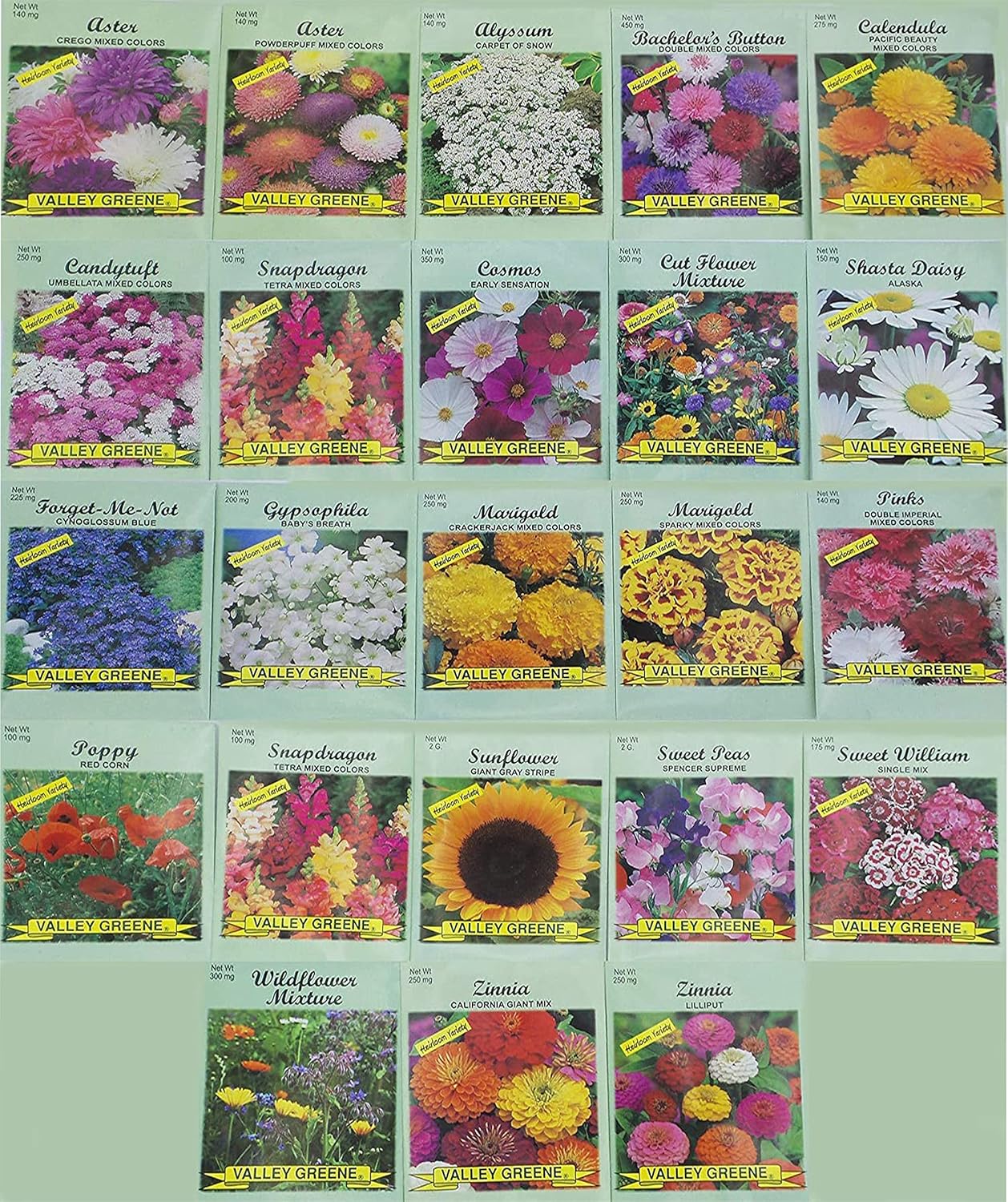 Set of 23 Valley Greene Heirloom Gardening Flower Seed