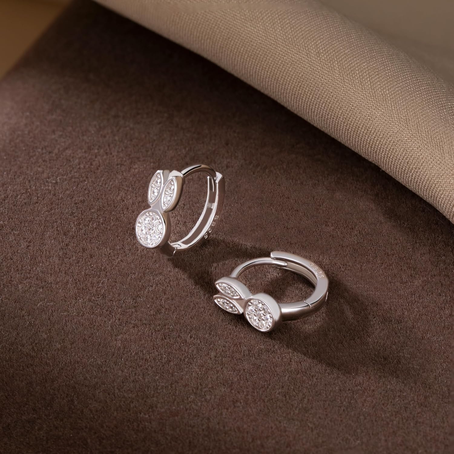 SLUYNZ Solid 925 Sterling Silver CZ Rabbit Earrings Hoop for Women Teen Girls Easter Bunny Hoop Earrings Huggie - Image 5