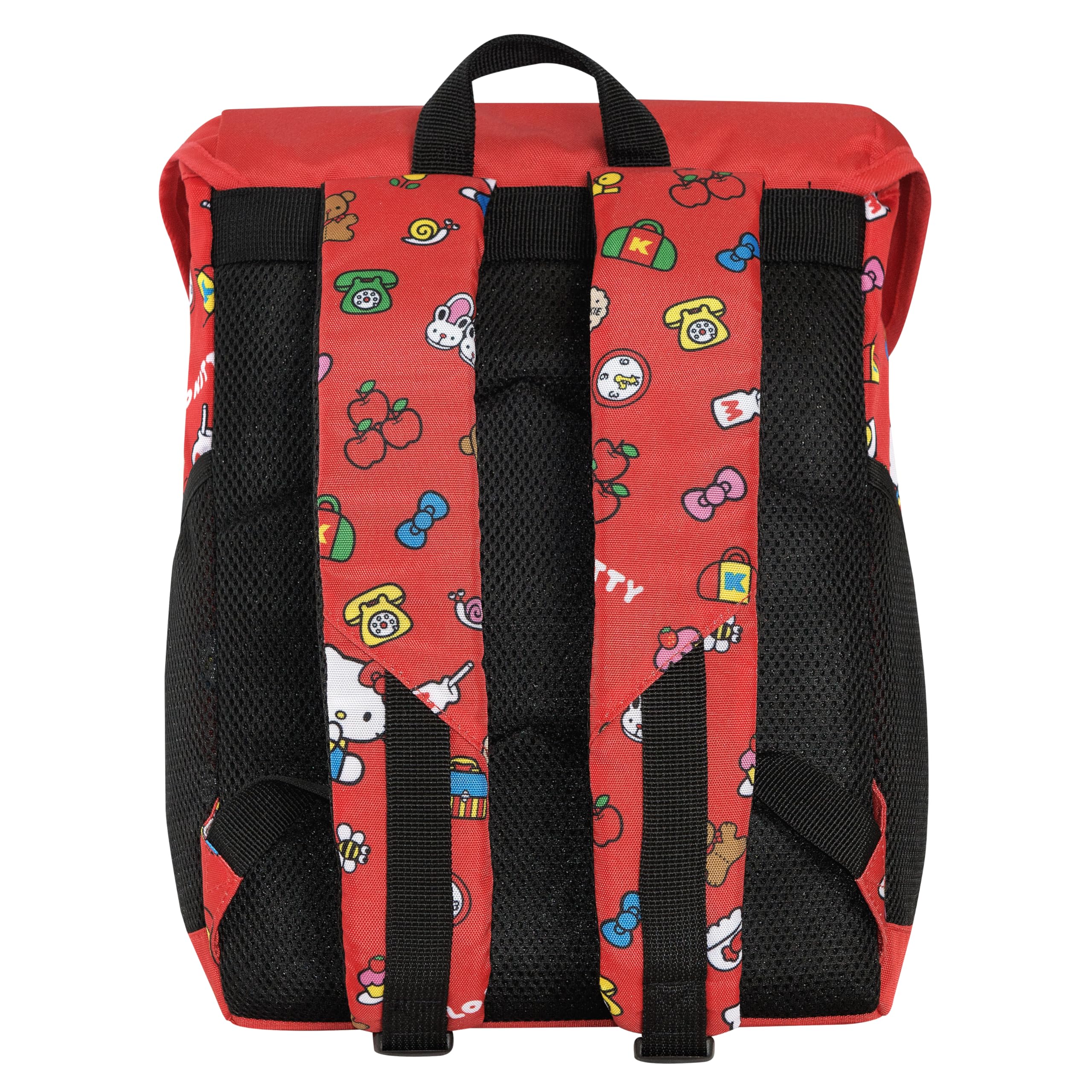 HELLO KITTY - Zaino Scuola Elementare Ufficiale Hello Kitty, Chiusura a Patta, 2 Scomparti Centrali, Tasca Frontale, Spallacci Regolabili e Imbottiti, Retro e Fondo Termoformati, 26x37hx22 cm