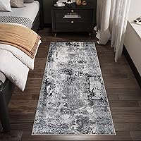 Vista 3 de Rugcomf Alfombra de pasillo de 2' 6'' x 8', lavable, estilo boho, suave, alfombra de área con patrón abstracto, antideslizante, de imitación