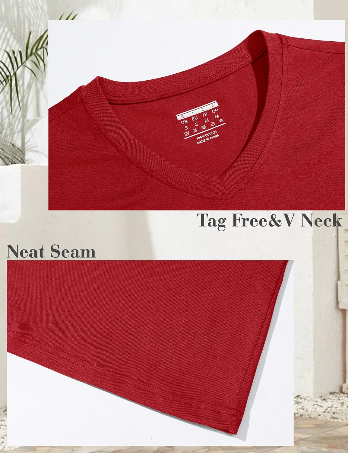YUCOLEN Womens Shirts Cotton Summer Short Sleeve Tops V Neck Casual Basic Tee Breathable Soft Solid T-Shirt