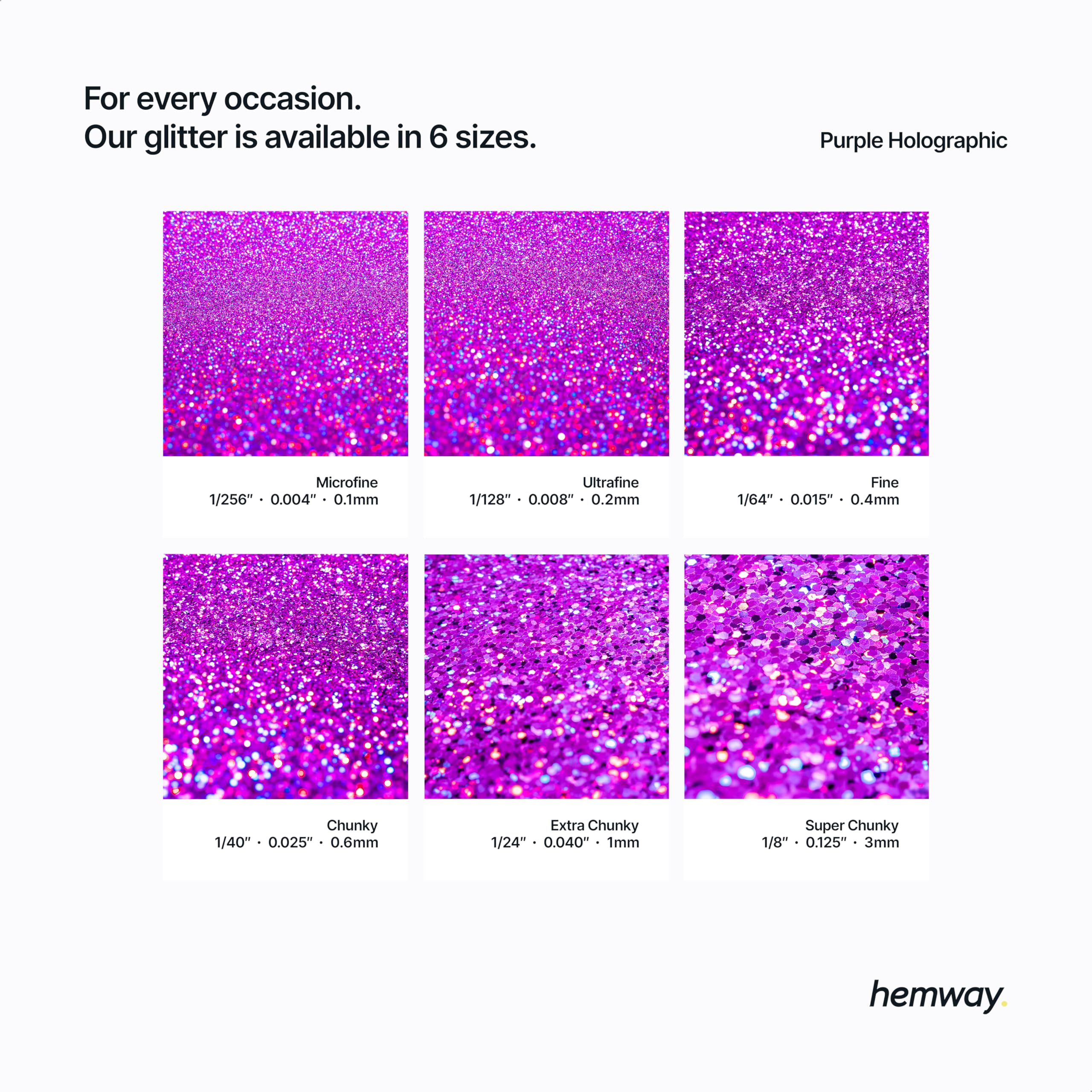 Hemway Glitter Shaker Purple Holographic 130g x2 Pack Ultrafine, Craft Glitter Shakers for Resin & Epoxy Crafts - Image 3