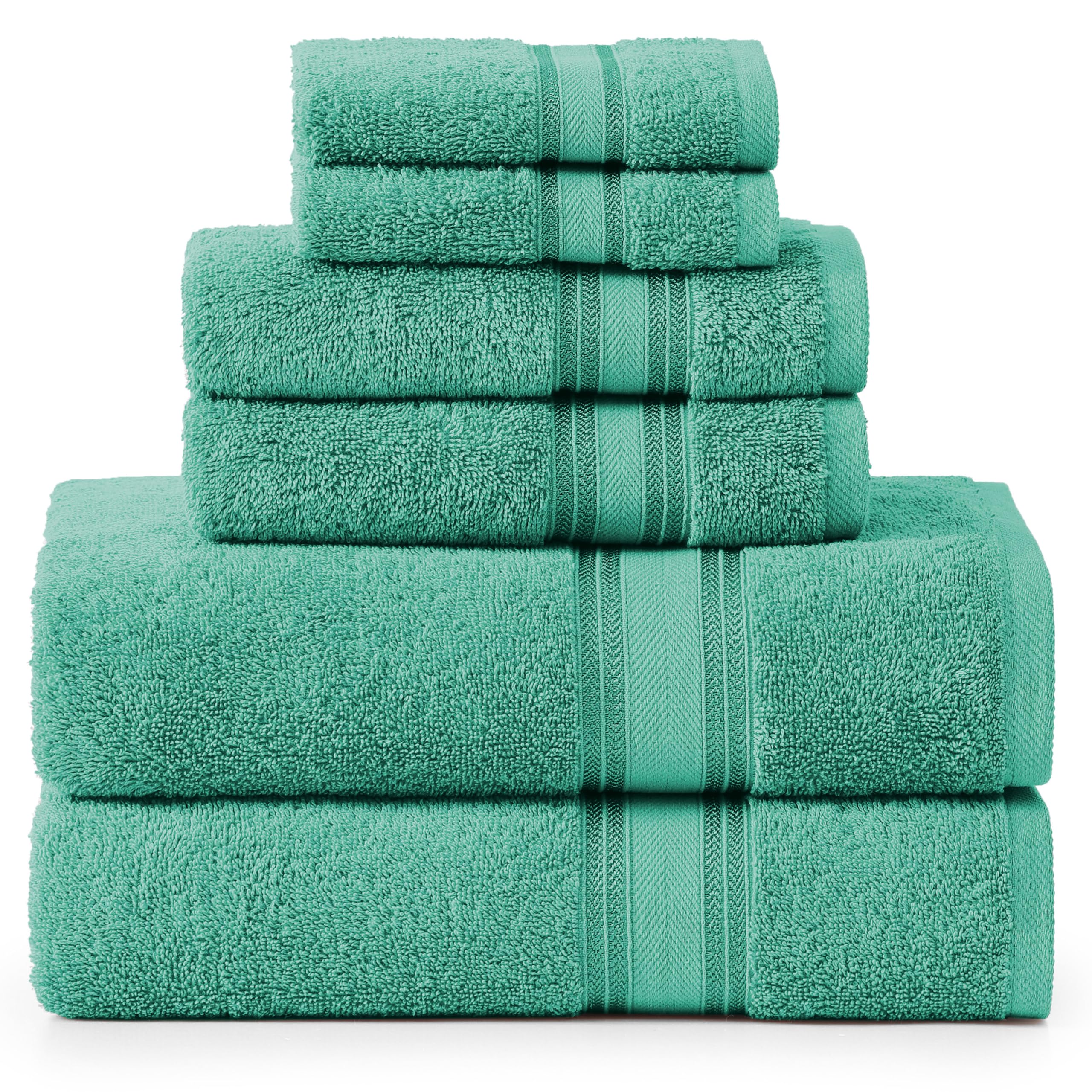 LANE LINEN Luxury Bath Towels Set - 6 Piece, 100% Cotton, Zero Twist, Quick Dry, Absorbent, Super Soft 2 Bath Towels, 2 Hand Towels, 2 Wash Cloths: