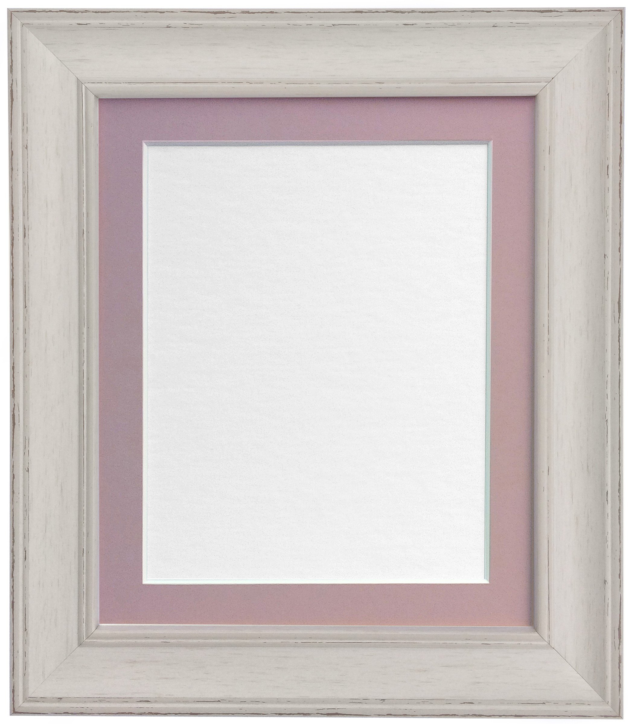 Frames By Post Pink Mount Scandi Vintage Distressed Ivory Grey Picture Photo Frame With A2 For Image Size A3
