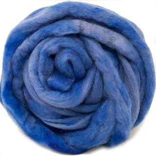 Wool Roving Hand Dyed. Super Soft BFL Combed Top Pre-Drafted for Easy Hand Spinning. Artisanal Craft Fiber ideal for Felting, Weaving, Wall Hangings and Embellishments. 1 Ounce. Copenhagen Blue