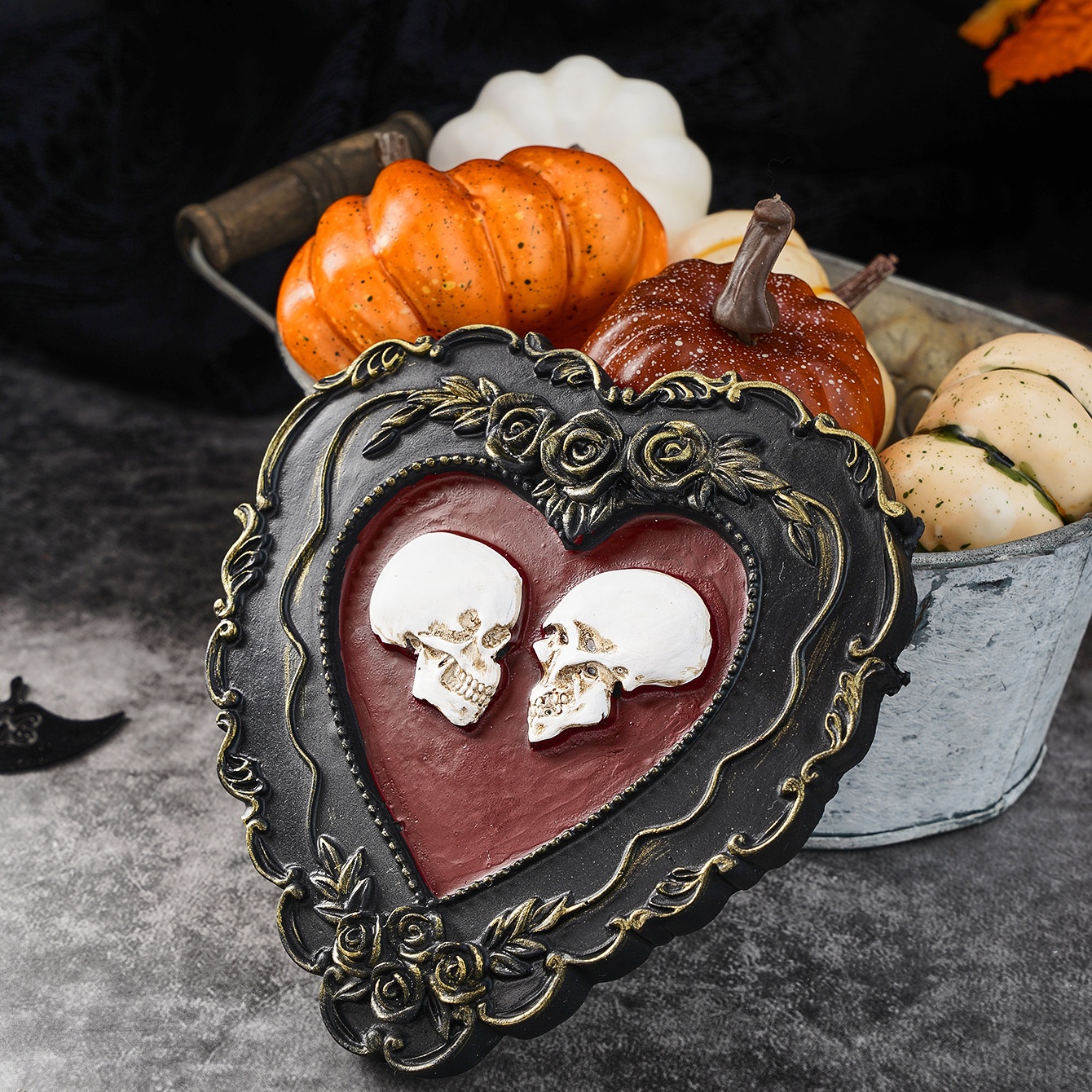 Estatua Calavera Amor Resina Bronce para Decoración Hogar miniatura 7