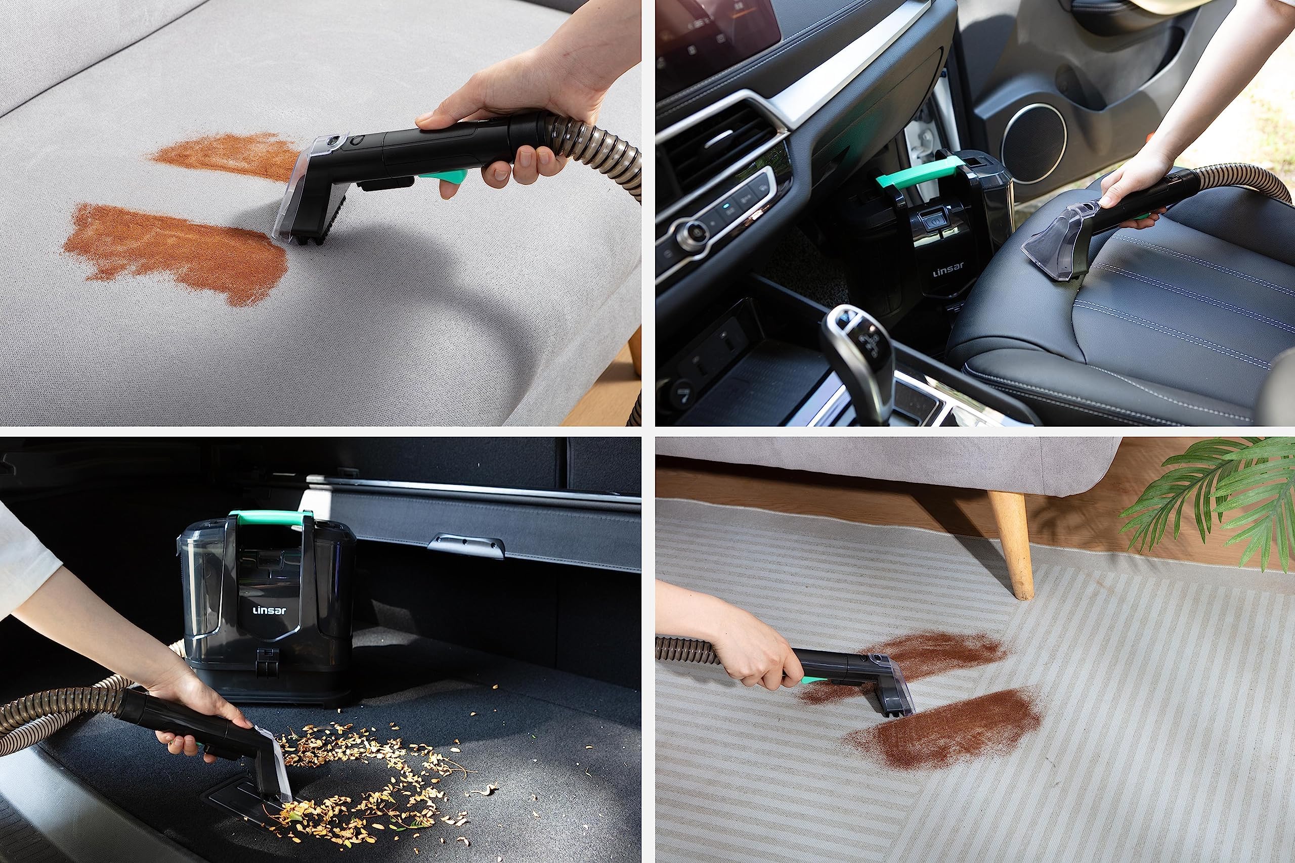 Linsar - Aspiradora de Agua tapiceria - Pulveriza, friega y aspira - en seco y húmedo para escaleras, tapicerías y alfombras - Cable de 3,3 m - 2 Accesorios - 400 vatios