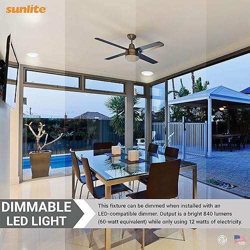 Miniatura 6 de Sunlite 87744 - Accesorio de disco redondo de montaje empotrado LED de 7 pulgadas, 15 vatios (75 W), temperatura de color sintonizable (27 K-50 K),