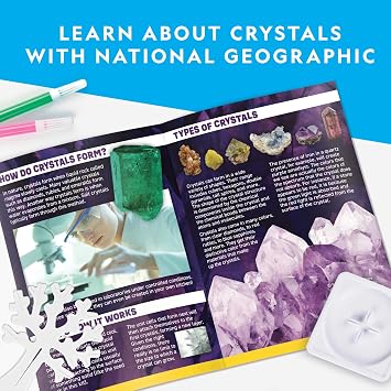 National Geographic Craft Kits for Kids - Crystal Growing Kit - Grow a Crystal Garden in Just 6 Hours, Educational Craft Includes Art Project, Geode, STEM Arts and Crafts for Girls