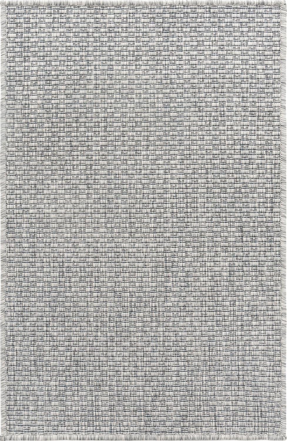 Rugs.com Outdoor Solid Collection Rug – 2' x 3' Light Gray Flatweave Rug Perfect for Entryways, Kitchens, Breakfast Nooks, Accent Pieces