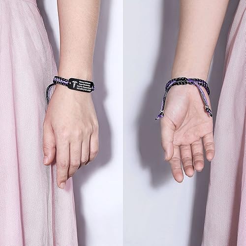Miniatura 3 de Pulseras personalizadas de identificación médica para mujeres y hombres  Pulsera de emergencia médica de acero inoxidable chapado en negro  Pulsera