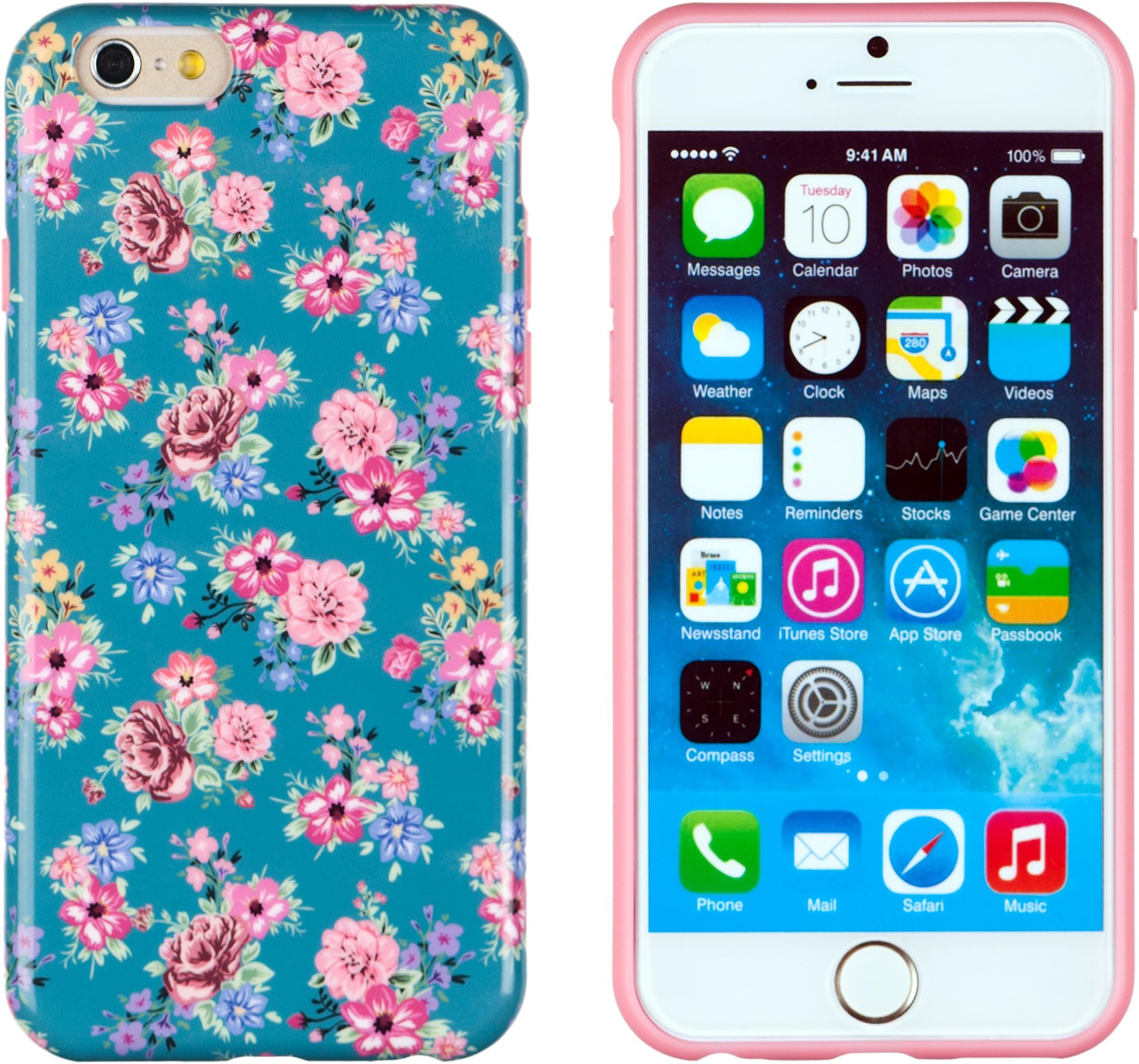 iPhone 6 Plus + Case, DandyCase Perfect Pattern *No Chip/No Peel* Flexible Slim TPU Case Cover for Apple iPhone 6 Plus (5.5" Screen) [Vintage Teal Floral]