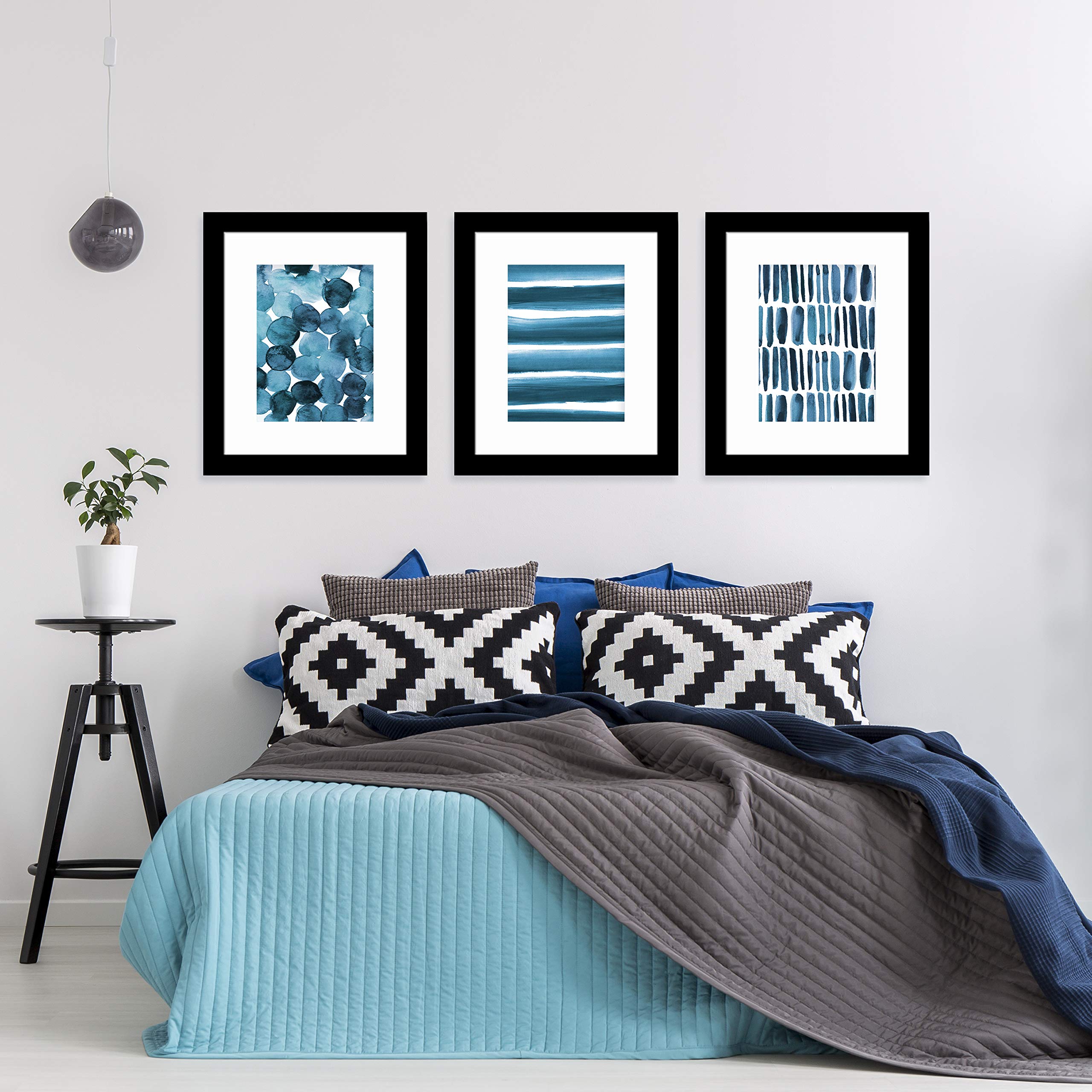 Paper Riot Co. 11 x 14 inch Watercolor 3-Pack Art Prints, Blue Abstracts