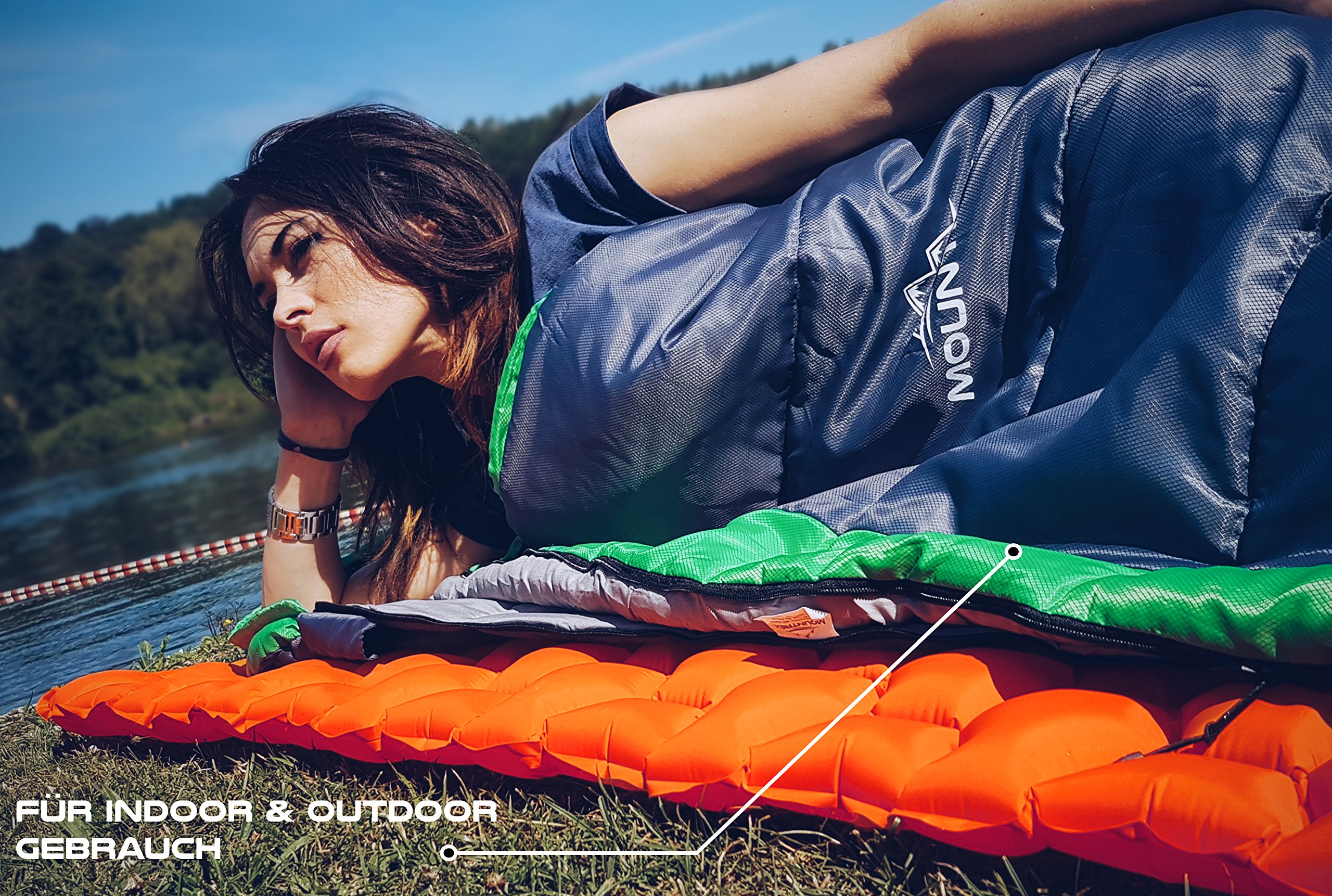 MOUNTREX® Śpiwór - ultralekki i kompaktowy (850 g) - letni śpiwór outdoorowy - śpiwór mumia (205 x 75 cm) - mały rozmiar i lekki - dla nastolatków i dorosłych + dodatkowa podróż