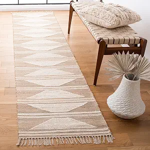 Safavieh Kilim Collection Runner Rug - 2'3" x 9', Natural & Ivory, Handmade Moroccan Boho Fringe Jute