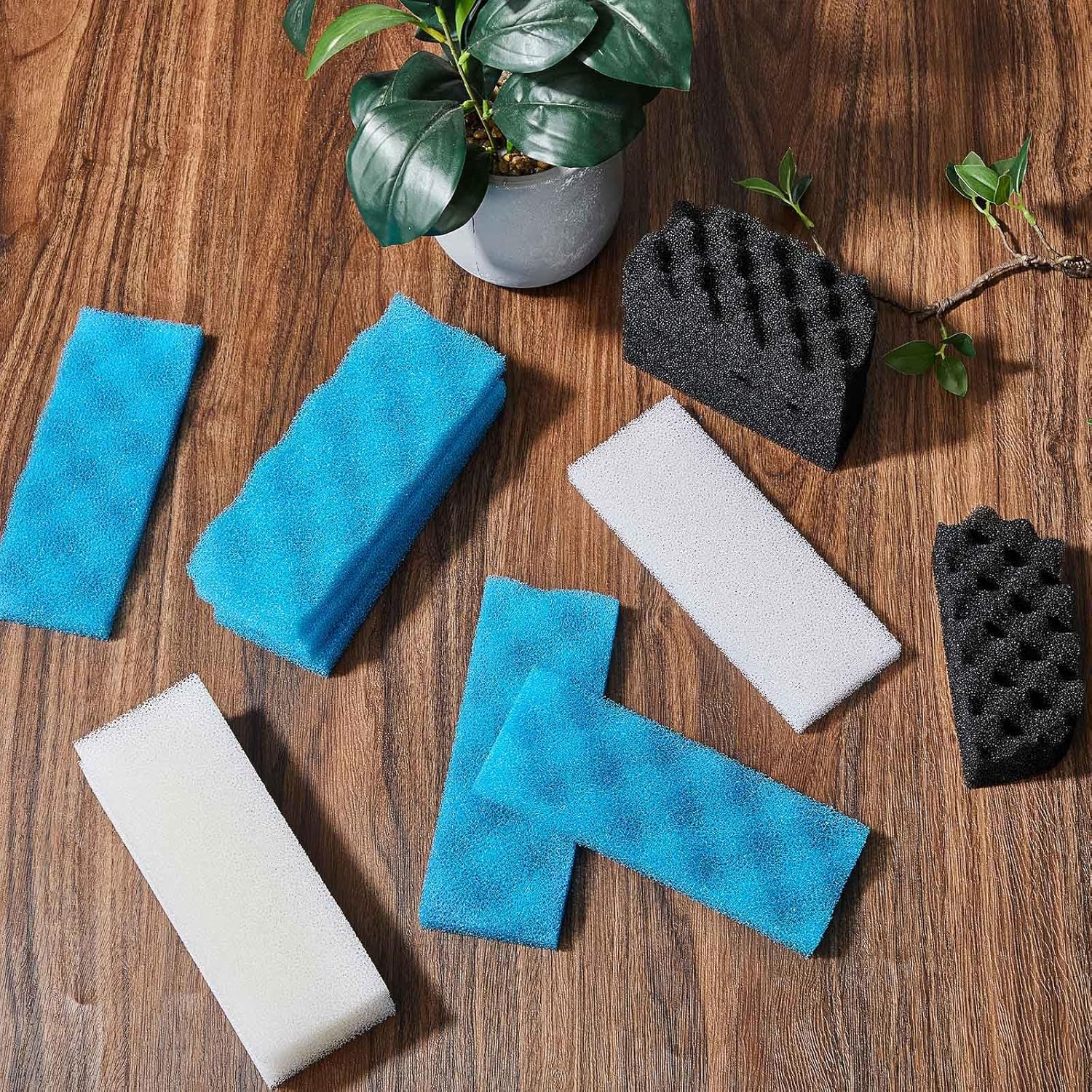 Threlaco 18 Pcs Aquarium Filters Bio Sponge Sets Compatible with Fluval 206/207 Aquarium Filters Including Blue White Black Biological Sponge Foam for Replacement Filter Media Kit