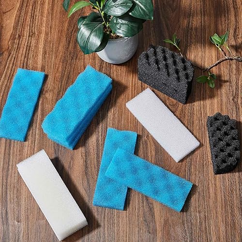 18 Pcs Aquarium Filters Bio Sponge Sets Compatible — side view showing full product dimensions