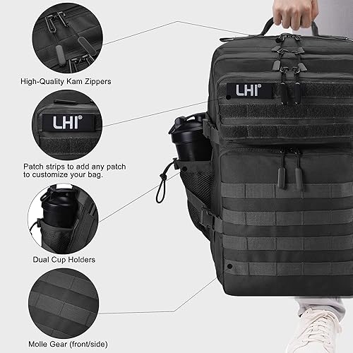 Miniatura 4 de LHI Mochila táctica militar para hombres y mujeres, 45L, militar, 3 días, paquete de asalto, mochila grande con compartimento para zapatos