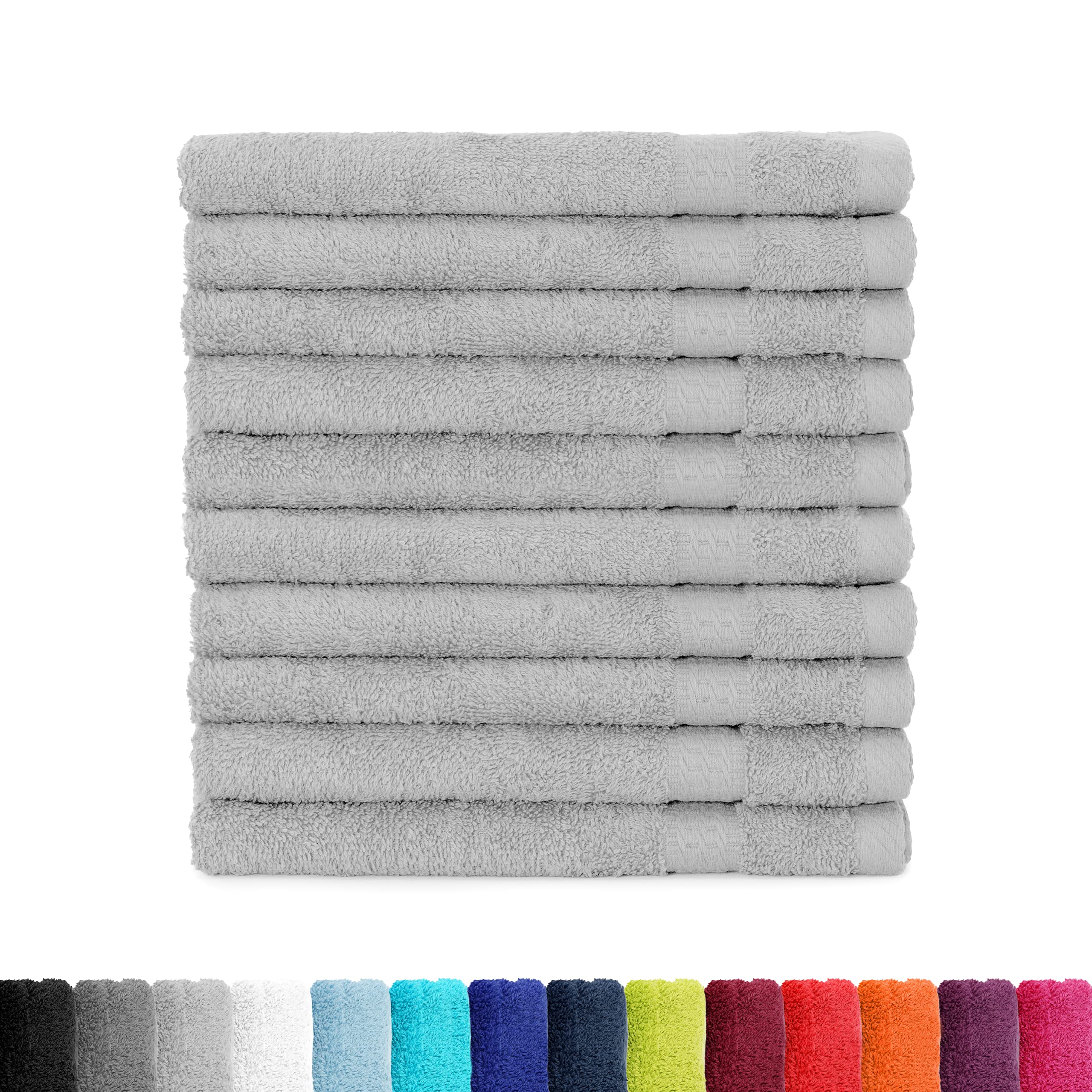 BaSaTex Ręczniki frotte dla gości 30 x 50 cm, w zestawie 10 szt. | ręcznik dla gości 100% bawełna Made in Green | Kolor: srebrny