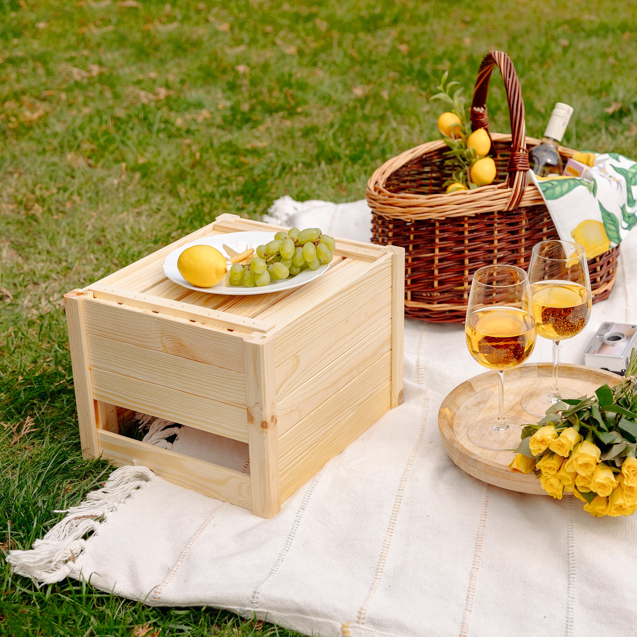 Cassetta Pieghevole In Legno - 34.5x29.5x23.5 Cm, Montaggio Senza Attrezzi, Multiuso - Foto 6